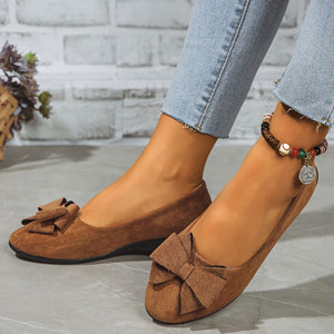 Bow-Detail Wedge Ballet Flats