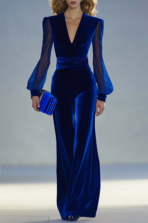 The Isaline-Rose Velvet Jumpsuit