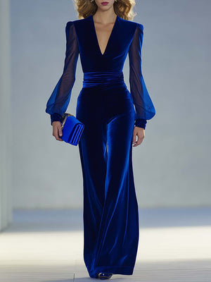 The Isaline-Rose Velvet Jumpsuit