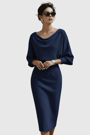 Draped Batwing Midi Dress