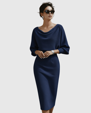 Draped Batwing Midi Dress