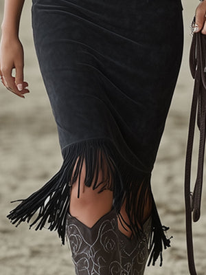 The Bluette Suede Midi Dress
