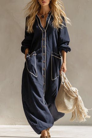 The Rosaline Cotton Linen Maxi Dress