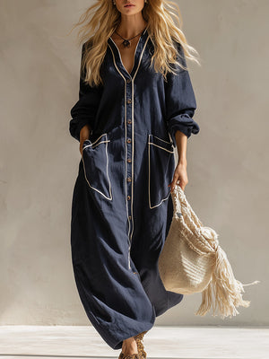 The Rosaline Cotton Linen Maxi Dress