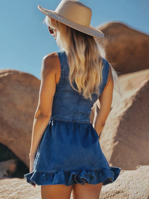 The Emérantine Denim Mini Dress