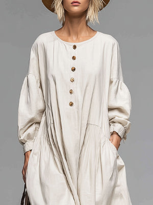 The Aspasie Cotton Linen Midi Dress