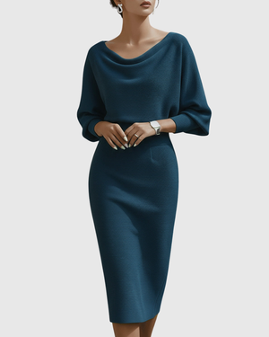 Draped Batwing Midi Dress