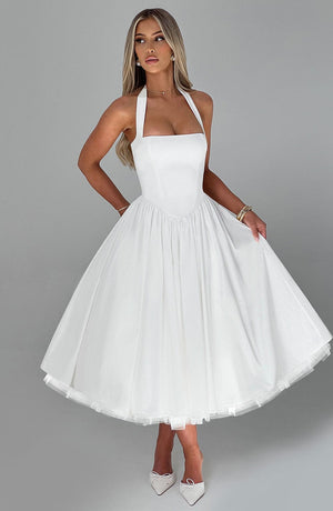 Flowing Halter Midi Dress