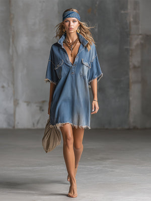 The Bathilde Denim Mini Dress