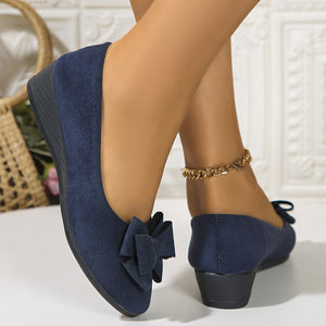 Bow-Detail Wedge Ballet Flats