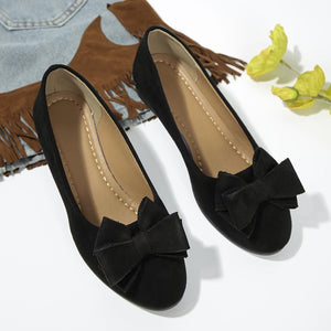 Bow-Detail Wedge Ballet Flats