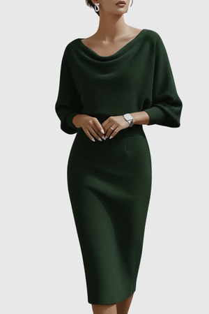 Draped Batwing Midi Dress