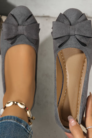 Bow-Detail Wedge Ballet Flats