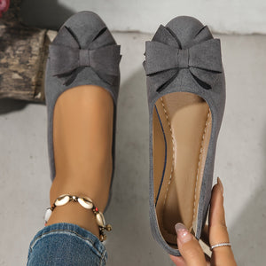 Bow-Detail Wedge Ballet Flats