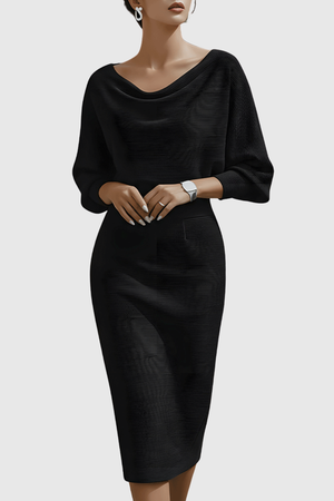 Draped Batwing Midi Dress