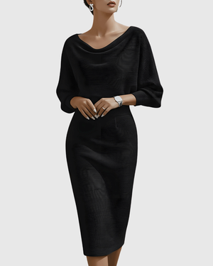 Draped Batwing Midi Dress