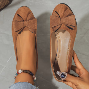 Bow-Detail Wedge Ballet Flats