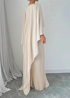 Pleated Cape Maxi Dress