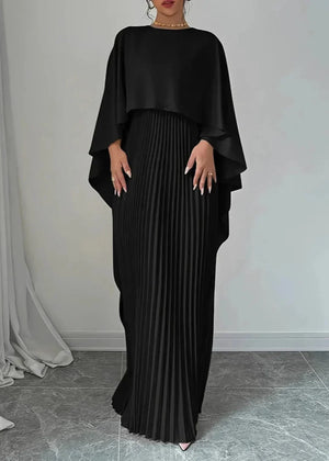 Pleated Cape Maxi Dress