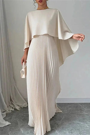 Pleated Cape Maxi Dress