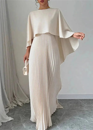 Pleated Cape Maxi Dress