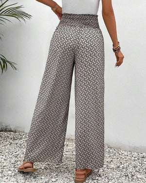 Wide-Leg Printed Trousers