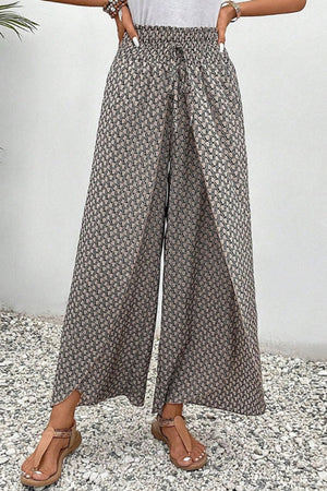 Wide-Leg Printed Trousers