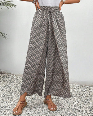 Wide-Leg Printed Trousers