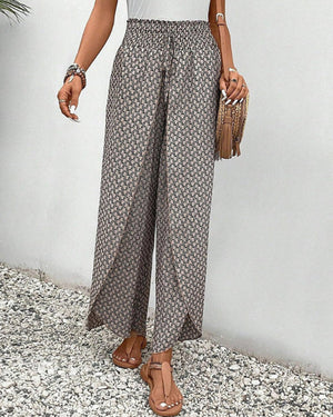 Wide-Leg Printed Trousers