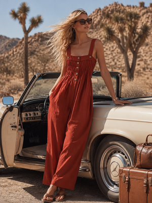 The Cilinie Cotton Linen Jumpsuit