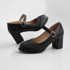 Brogue Block Heel Mary Janes