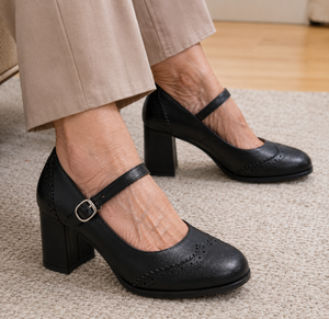 Brogue Block Heel Mary Janes