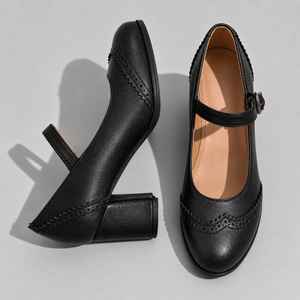 Brogue Block Heel Mary Janes