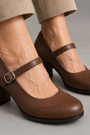Brogue Block Heel Mary Janes