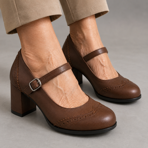 Brogue Block Heel Mary Janes