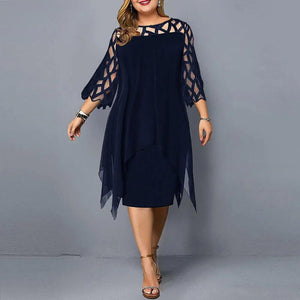 Lace-Sleeve Midi Dress