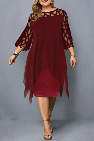Lace-Sleeve Midi Dress