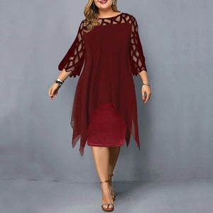 Lace-Sleeve Midi Dress