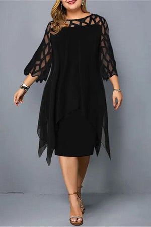 Lace-Sleeve Midi Dress