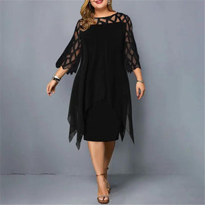 Lace-Sleeve Midi Dress