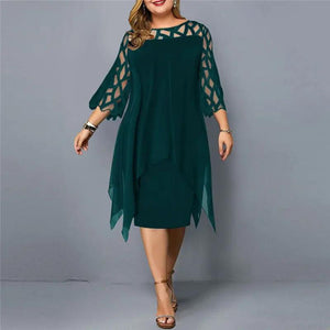 Lace-Sleeve Midi Dress
