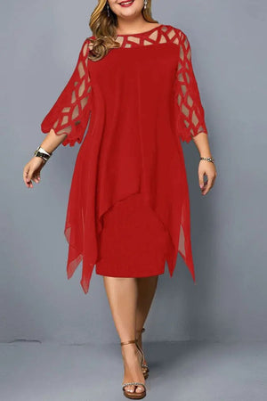 Lace-Sleeve Midi Dress