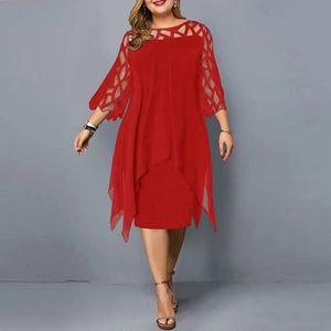 Lace-Sleeve Midi Dress