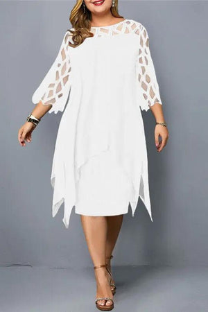 Lace-Sleeve Midi Dress
