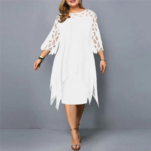 Lace-Sleeve Midi Dress