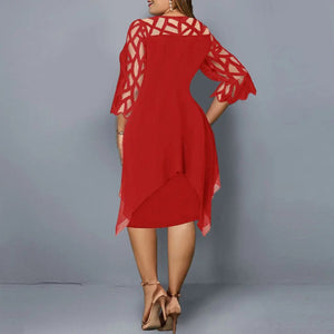 Lace-Sleeve Midi Dress