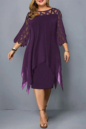 Lace-Sleeve Midi Dress
