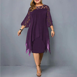 Lace-Sleeve Midi Dress