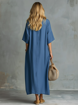 The Fanélie Denim Maxi Dress