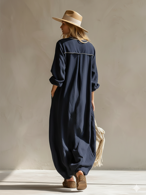 The Rosaline Cotton Linen Maxi Dress